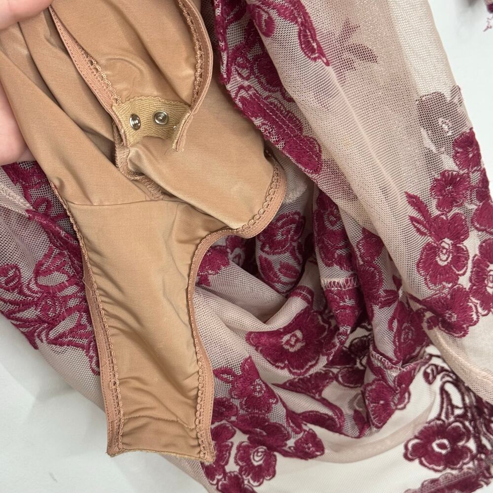 For Love & Lemons Temecula Maxi Dress Raspberry Wine Floral Lace Size Large - Picture 12 of 16